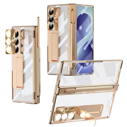 For Samsung Galaxy Z Fold8 Ultra Case Magnetic Hinge Kickstand Clear PC Phone Cover with Stylus / Tempered Glass Film