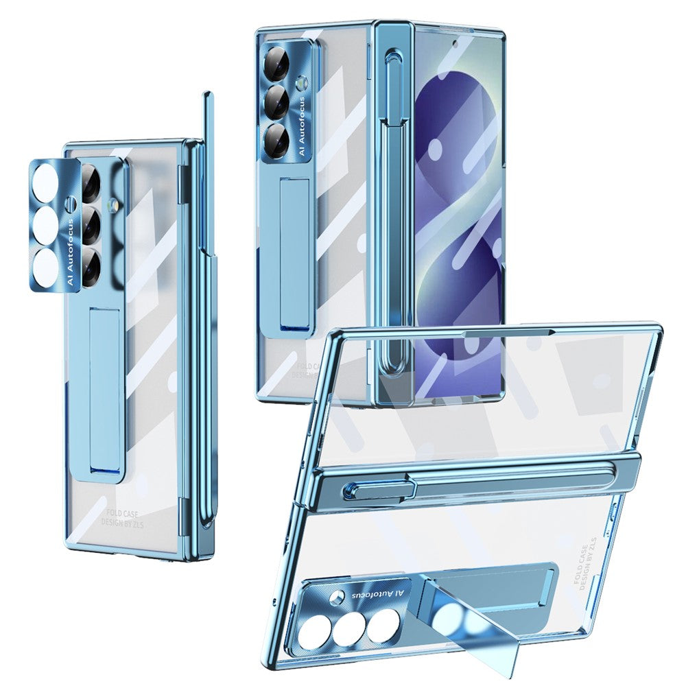 For Samsung Galaxy Z Fold8 Ultra Case Magnetic Hinge Kickstand Clear PC Phone Cover with Stylus / Tempered Glass Film