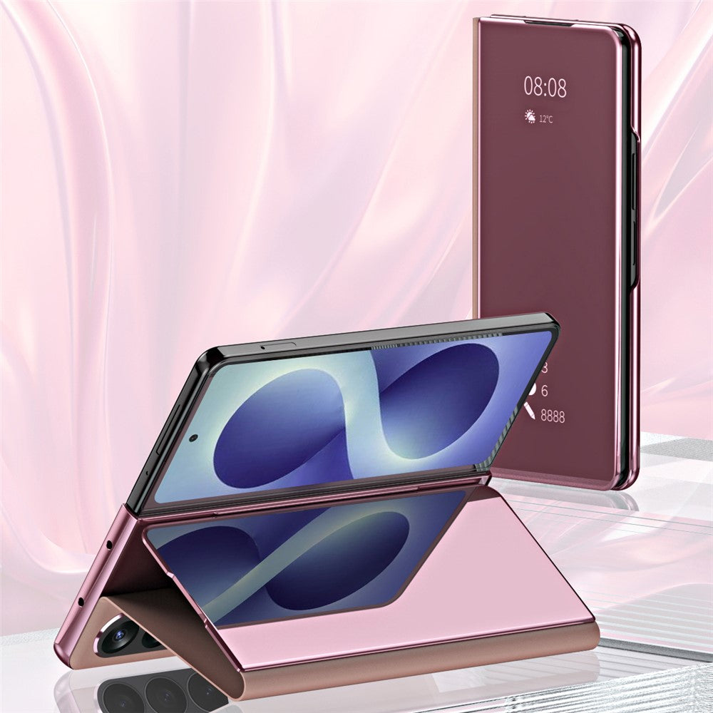 For Samsung Galaxy Z Fold8 Ultra Case Electroplating View Window Stand Leather Phone Cover