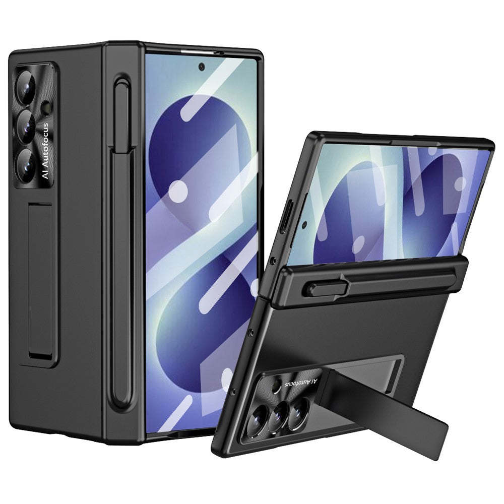 For Samsung Galaxy Z Fold8 Ultra Case Magnetic Hinge Kickstand PC Phone Cover with Stylus / Tempered Glass Film