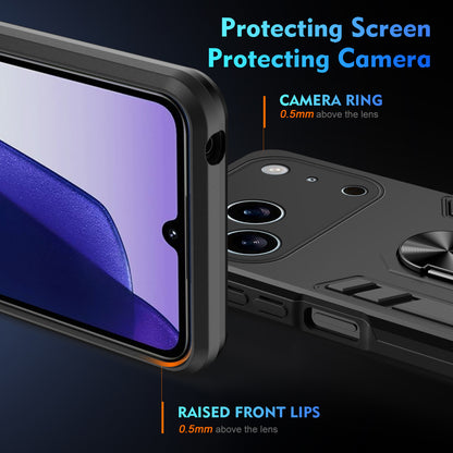 WANLONFENG for iPhone 17 Pro Max YS Series Case Kicktand Shockproof PC TPU Phone Cover with 2Pcs Tempered Glass Film