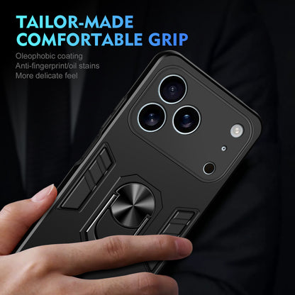 WANLONFENG for iPhone 17 Pro Max YS Series Case Kicktand Shockproof PC TPU Phone Cover with 2Pcs Tempered Glass Film