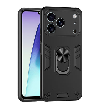 WANLONFENG for iPhone 17 Pro YS Series Case Kicktand Shockproof PC TPU Phone Cover with 2Pcs Tempered Glass Film