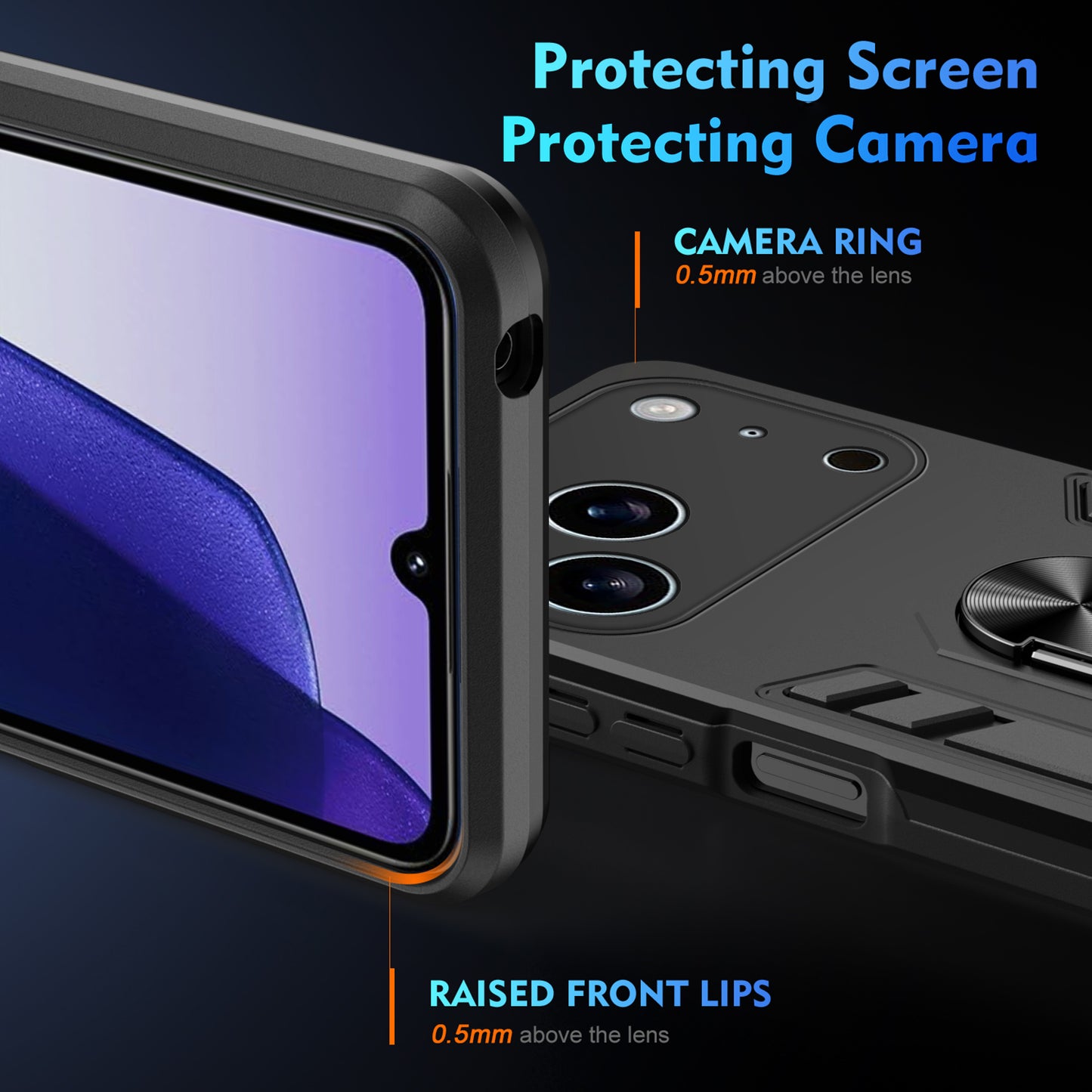 WANLONFENG for iPhone 17 Pro YS Series Case Kicktand Shockproof PC TPU Phone Cover with 2Pcs Tempered Glass Film