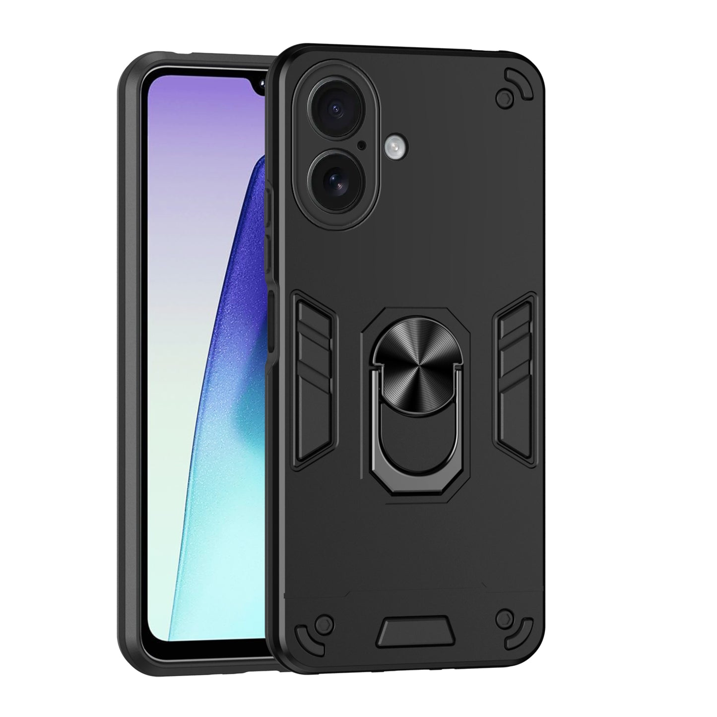WANLONFENG for iPhone 17 YS Series Case Kicktand Shockproof PC TPU Phone Cover with 2Pcs Tempered Glass Film