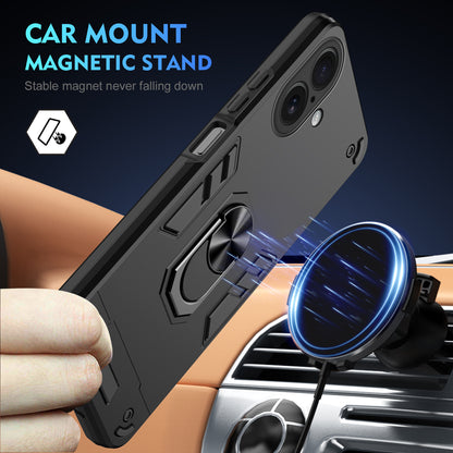 WANLONFENG for iPhone 17 YS Series Case Kicktand Shockproof PC TPU Phone Cover with 2Pcs Tempered Glass Film