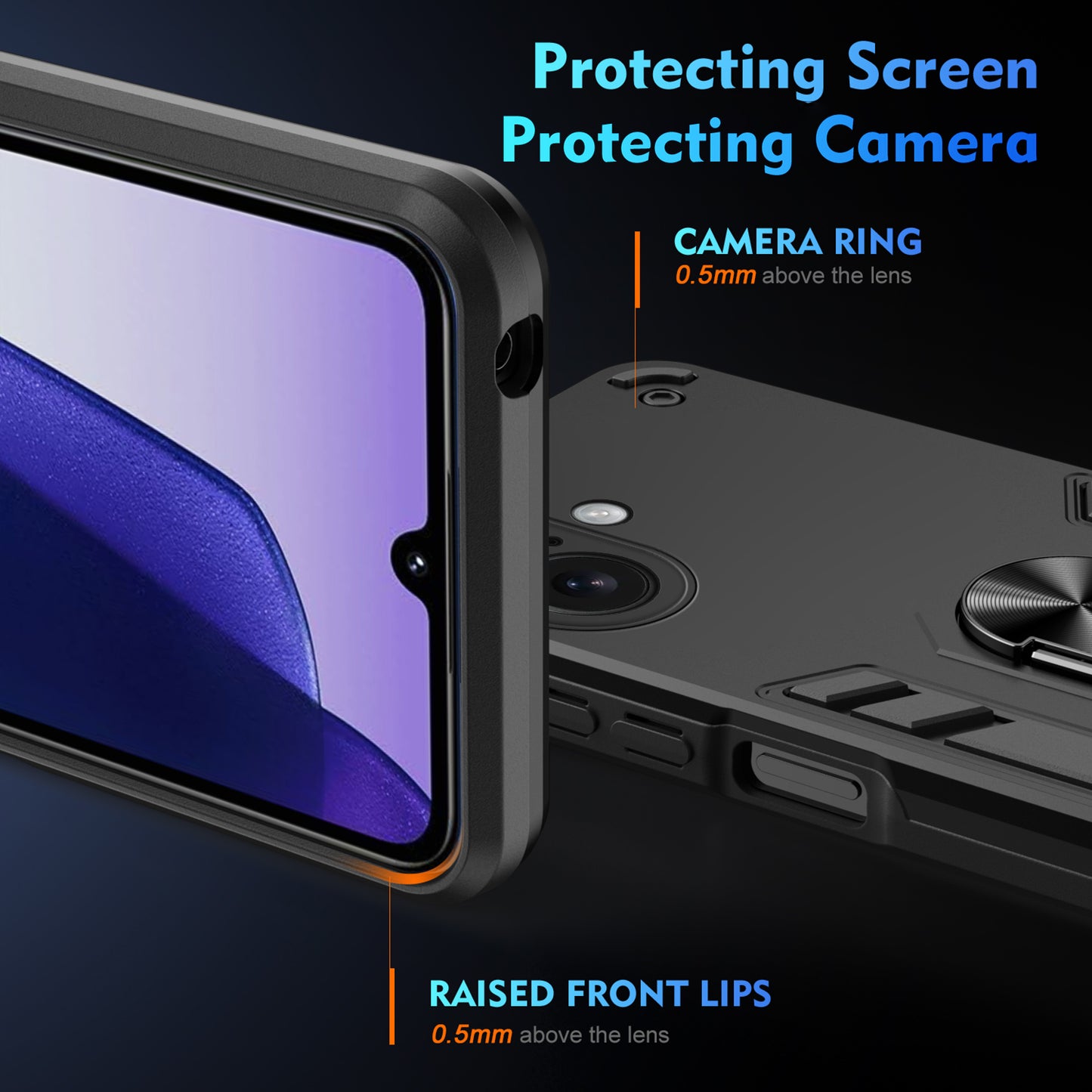 WANLONFENG for iPhone 17 YS Series Case Kicktand Shockproof PC TPU Phone Cover with 2Pcs Tempered Glass Film