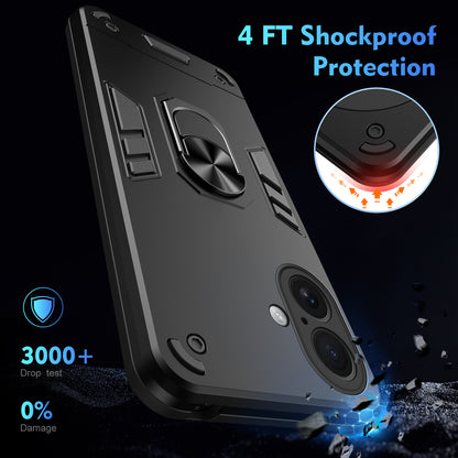 WANLONFENG for iPhone 17 YS Series Case Kicktand Shockproof PC TPU Phone Cover with 2Pcs Tempered Glass Film