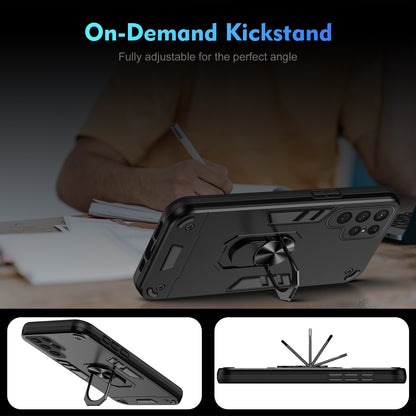 WANLONFENG for Samsung Galaxy S25 Ultra YS Series Case Kicktand Shockproof PC TPU Phone Cover with 2Pcs Tempered Glass Film