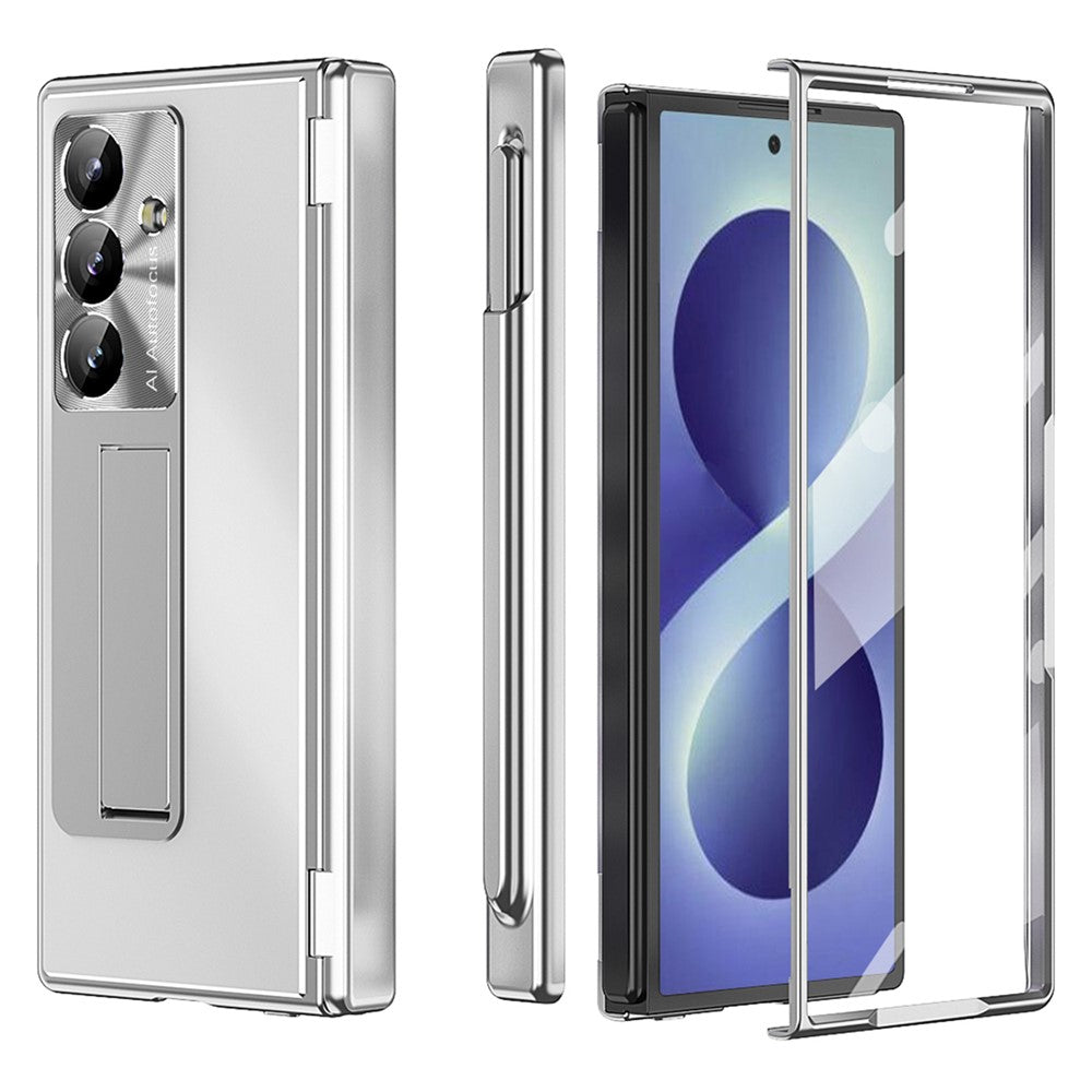 For Samsung Galaxy Z Fold8 Ultra Case Kickstand Dual Hinge Aluminum Alloy Phone Cover with Tempered Glass Front Film / Stylus