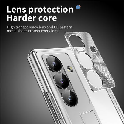 For Samsung Galaxy Z Fold8 Ultra Case Kickstand Dual Hinge Aluminum Alloy Phone Cover with Tempered Glass Front Film / Stylus