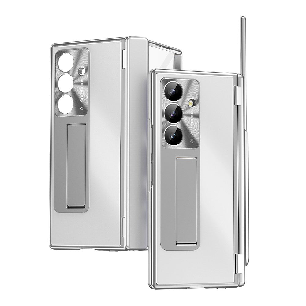 For Samsung Galaxy Z Fold8 Ultra Case Kickstand Dual Hinge Aluminum Alloy Phone Cover with Tempered Glass Front Film / Stylus
