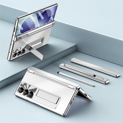 For Samsung Galaxy Z Fold8 Ultra Case Kickstand Dual Hinge Aluminum Alloy Phone Cover with Tempered Glass Front Film / Stylus