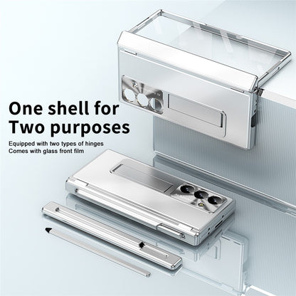 For Samsung Galaxy Z Fold8 Ultra Case Kickstand Dual Hinge Aluminum Alloy Phone Cover with Tempered Glass Front Film / Stylus