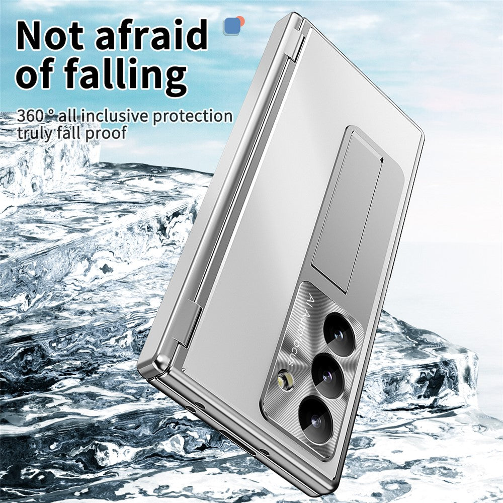 For Samsung Galaxy Z Fold8 Ultra Case Kickstand Dual Hinge Aluminum Alloy Phone Cover with Tempered Glass Front Film / Stylus