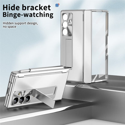 For Samsung Galaxy Z Fold8 Ultra Case Kickstand Dual Hinge Aluminum Alloy Phone Cover with Tempered Glass Front Film / Stylus