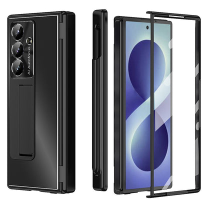For Samsung Galaxy Z Fold8 Ultra Case Kickstand Dual Hinge Aluminum Alloy Phone Cover with Tempered Glass Front Film / Stylus