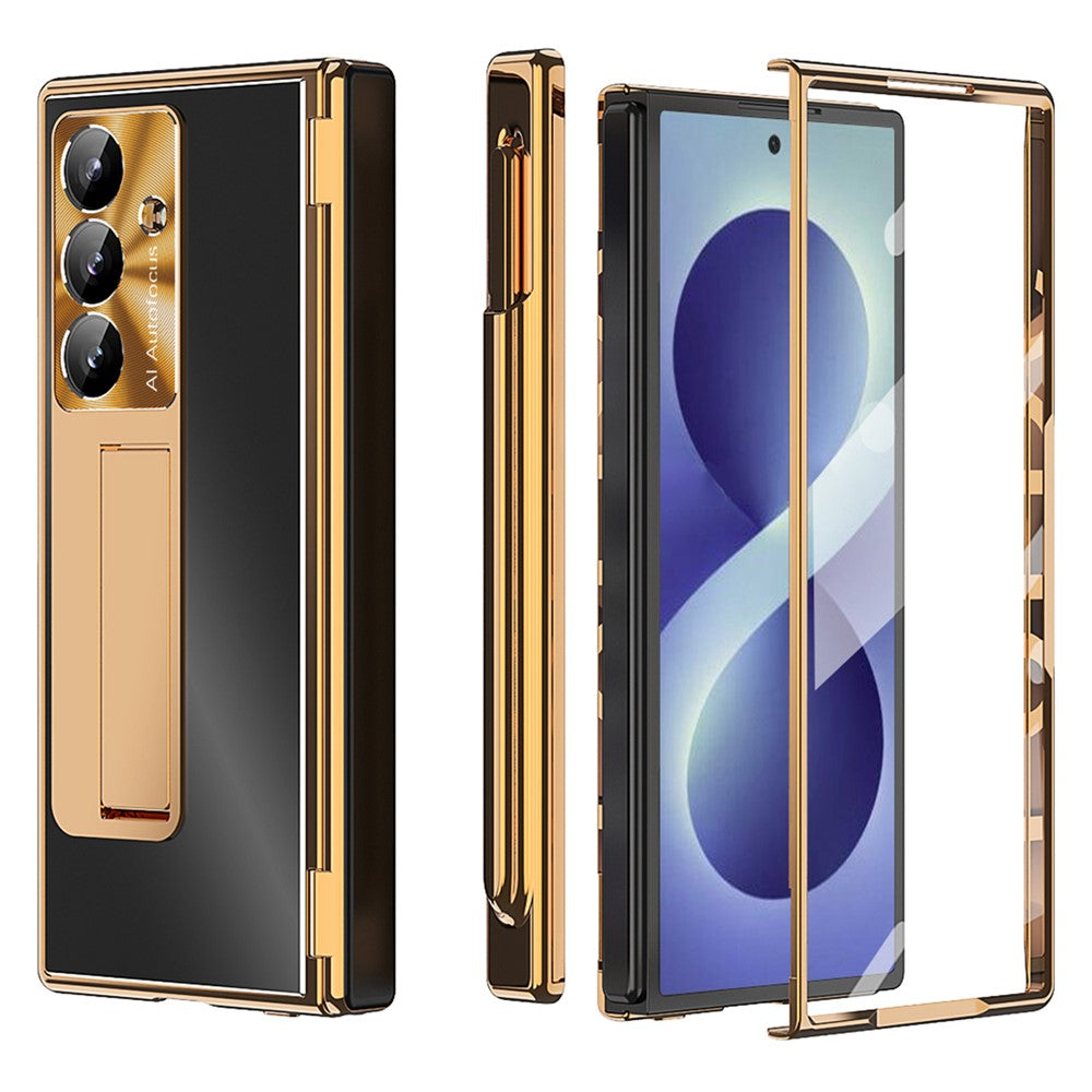 For Samsung Galaxy Z Fold8 Ultra Case Kickstand Dual Hinge Aluminum Alloy Phone Cover with Tempered Glass Front Film / Stylus