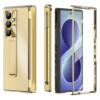 For Samsung Galaxy Z Fold8 Ultra Case Kickstand Dual Hinge Aluminum Alloy Phone Cover with Tempered Glass Front Film / Stylus