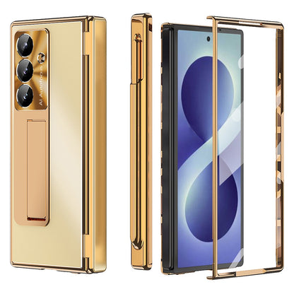 For Samsung Galaxy Z Fold8 Ultra Case Kickstand Dual Hinge Aluminum Alloy Phone Cover with Tempered Glass Front Film / Stylus