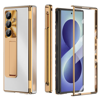 For Samsung Galaxy Z Fold8 Ultra Case Kickstand Dual Hinge Aluminum Alloy Phone Cover with Tempered Glass Front Film / Stylus