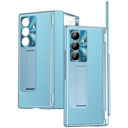 For Samsung Galaxy Z Fold8 Ultra Case Hinge Protection PU + PC Phone Cover with Tempered Glass Film / Stylus