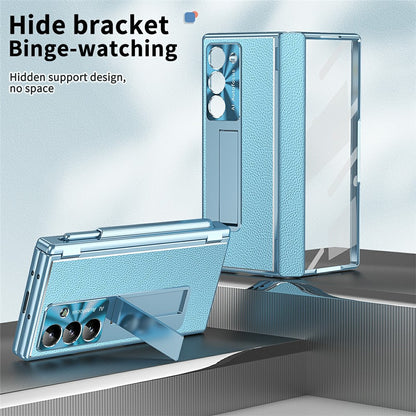 For Samsung Galaxy Z Fold8 Ultra Case Hinge Protection PU + PC Phone Cover with Tempered Glass Film / Stylus