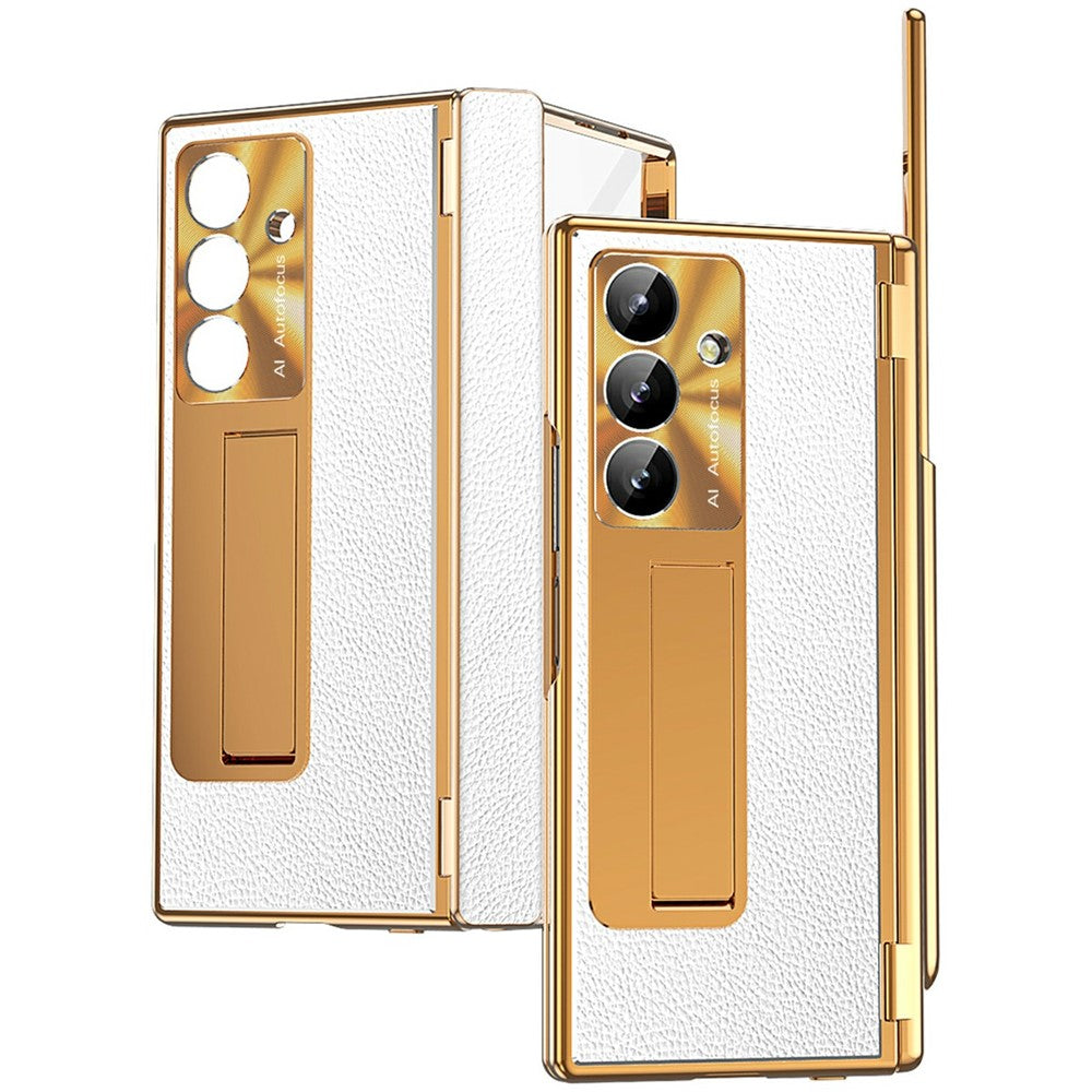 For Samsung Galaxy Z Fold8 Ultra Case Hinge Protection PU + PC Phone Cover with Tempered Glass Film / Stylus