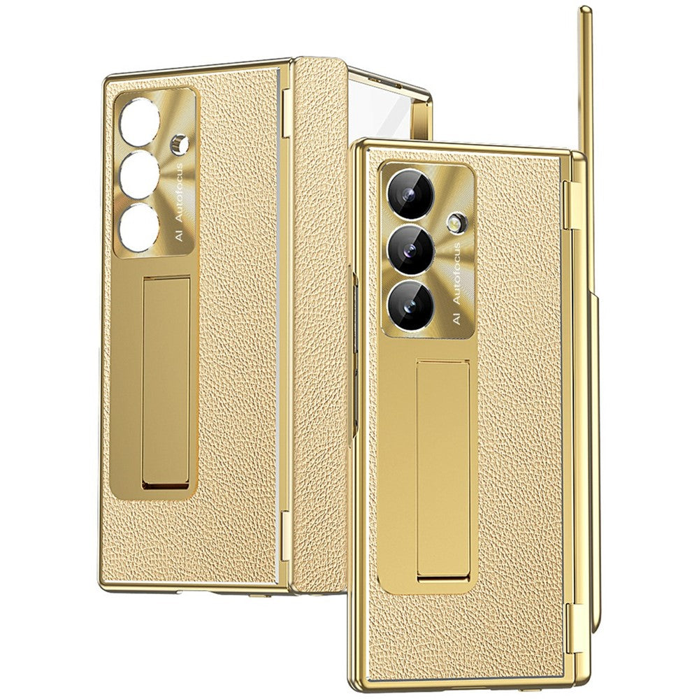 For Samsung Galaxy Z Fold8 Ultra Case Hinge Protection PU + PC Phone Cover with Tempered Glass Film / Stylus
