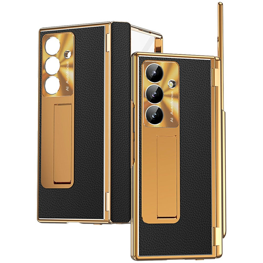 For Samsung Galaxy Z Fold8 Ultra Case Hinge Protection PU + PC Phone Cover with Tempered Glass Film / Stylus