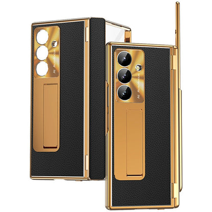 For Samsung Galaxy Z Fold8 Ultra Case Hinge Protection PU + PC Phone Cover with Tempered Glass Film / Stylus