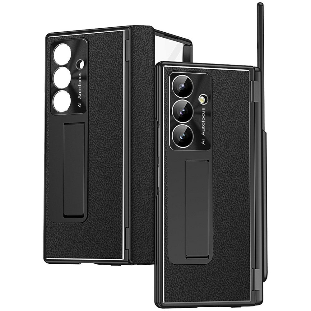 For Samsung Galaxy Z Fold8 Ultra Case Hinge Protection PU + PC Phone Cover with Tempered Glass Film / Stylus