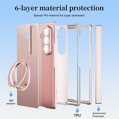 For Samsung Galaxy Z Fold8 Ultra Case Rotating Ring Kickstand Electroplated PC TPU Phone Cover with Tempered Glass Film