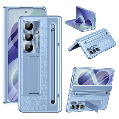 For Samsung Galaxy Z Fold8 Ultra Case Kickstand Leather PC Phone Cover with Tempered Glass Film with Stylus