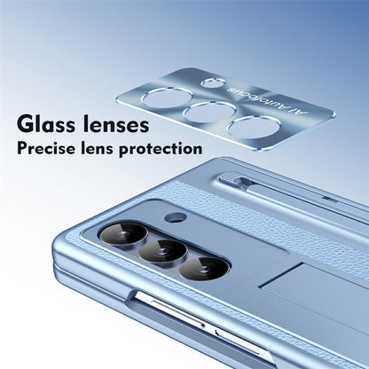 For Samsung Galaxy Z Fold8 Ultra Case Kickstand Leather PC Phone Cover with Tempered Glass Film with Stylus