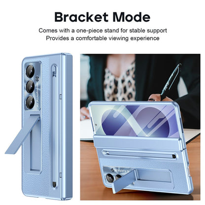 For Samsung Galaxy Z Fold8 Ultra Case Kickstand Leather PC Phone Cover with Tempered Glass Film with Stylus
