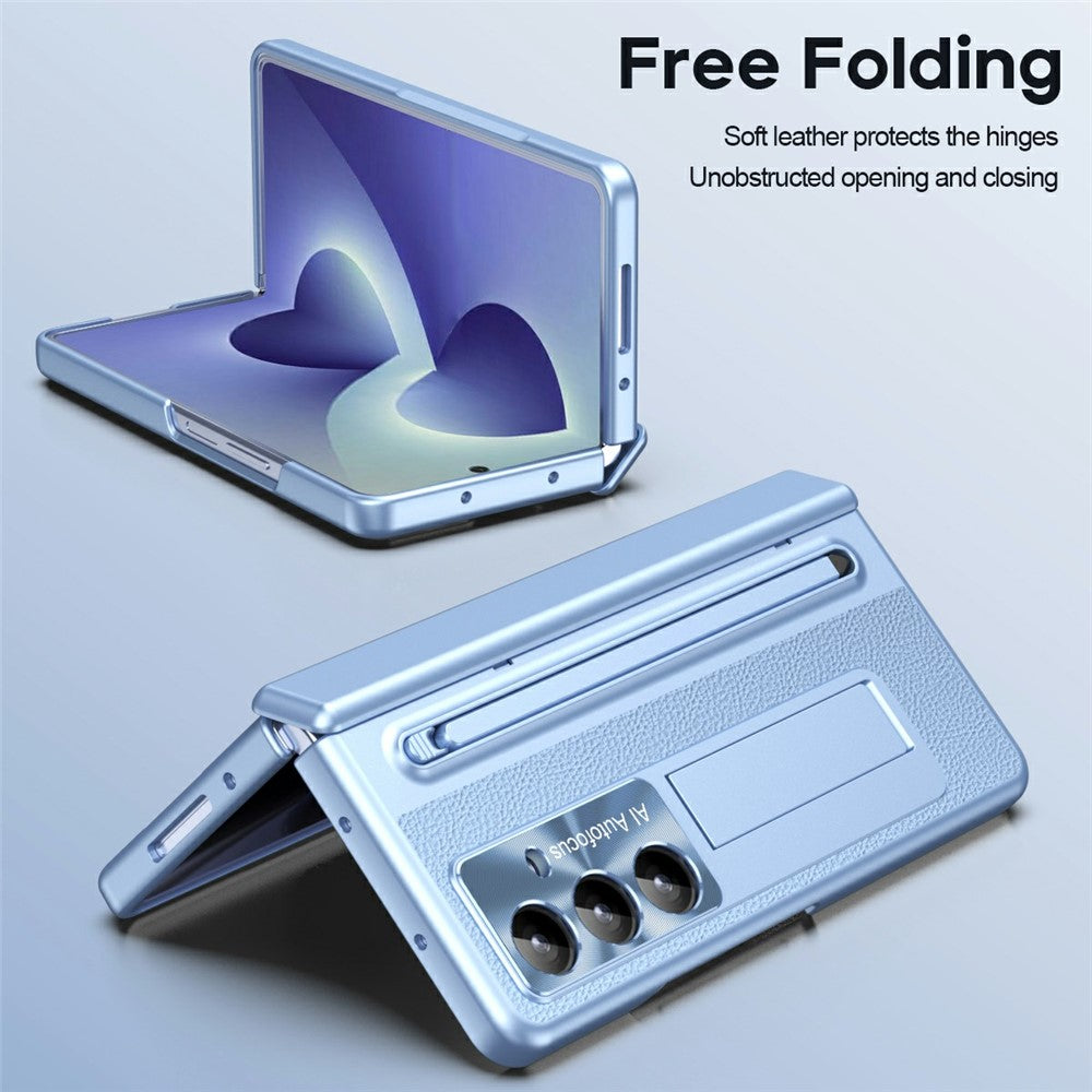 For Samsung Galaxy Z Fold8 Ultra Case Kickstand Leather PC Phone Cover with Tempered Glass Film with Stylus