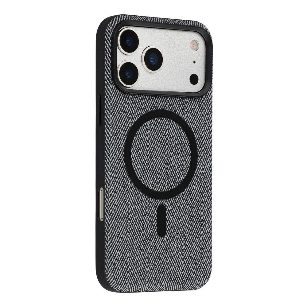 X-LEVEL For iPhone 17 Pro Magnetic Case Herringbone Pattern Leather + PC + TPU Phone Cover