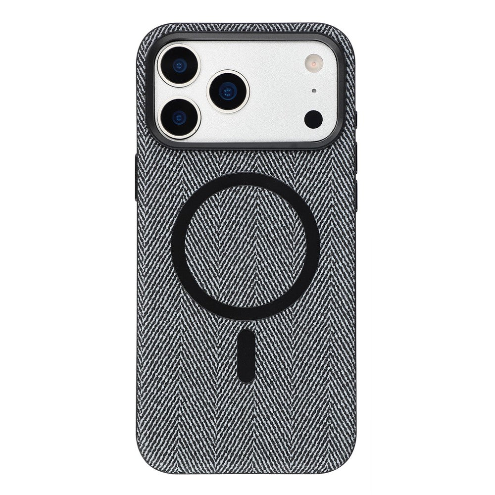 X-LEVEL For iPhone 17 Pro Magnetic Case Herringbone Pattern Leather + PC + TPU Phone Cover