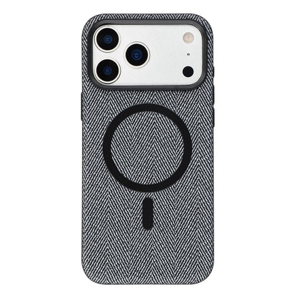 X-LEVEL For iPhone 17 Pro Magnetic Case Herringbone Pattern Leather + PC + TPU Phone Cover