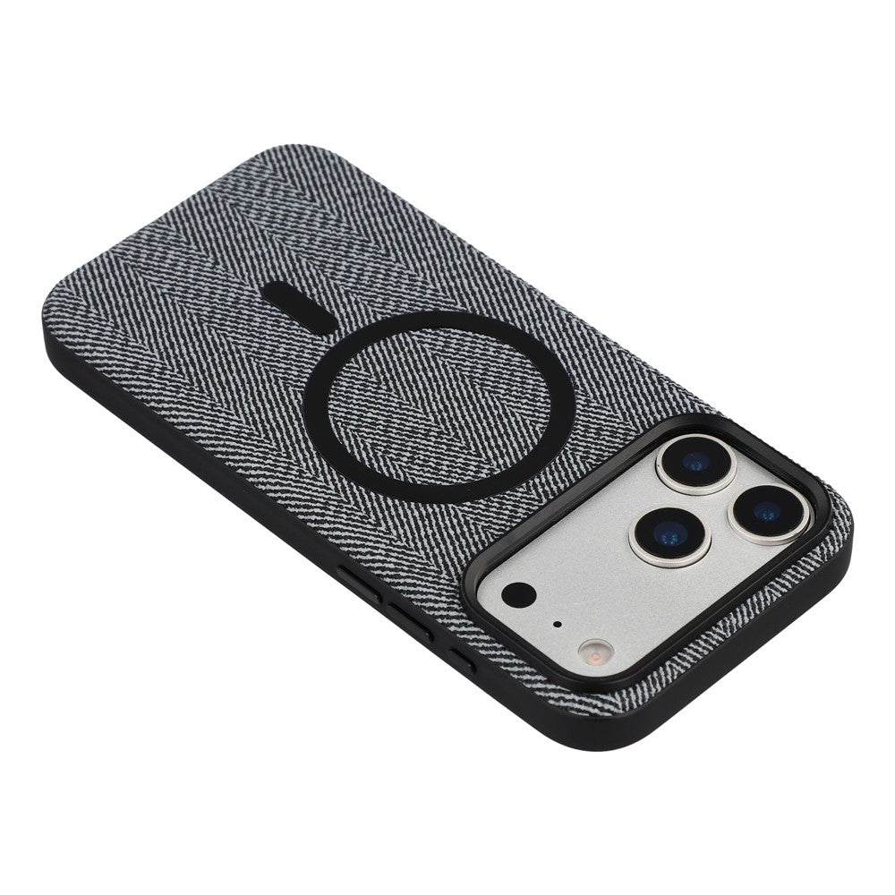 X-LEVEL For iPhone 17 Pro Magnetic Case Herringbone Pattern Leather + PC + TPU Phone Cover