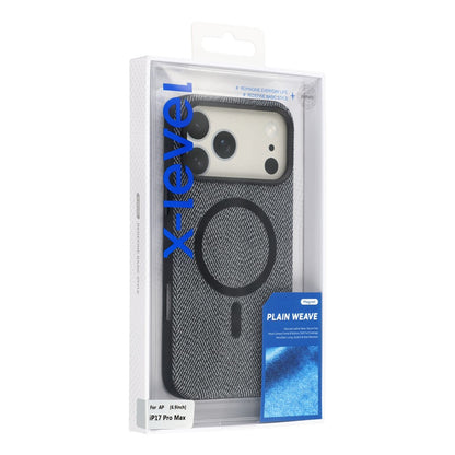 X-LEVEL For iPhone 17 Pro Magnetic Case Herringbone Pattern Leather + PC + TPU Phone Cover
