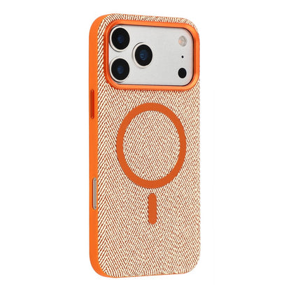 X-LEVEL For iPhone 17 Pro Magnetic Case Herringbone Pattern Leather + PC + TPU Phone Cover