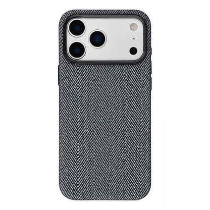 X-LEVEL For iPhone 17 Pro Case Herringbone Pattern Leather + PC + TPU Phone Back Cover