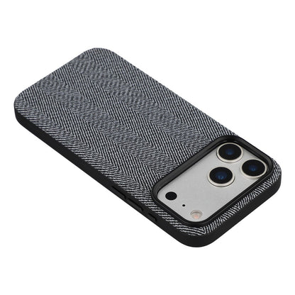 X-LEVEL For iPhone 17 Pro Case Herringbone Pattern Leather + PC + TPU Phone Back Cover