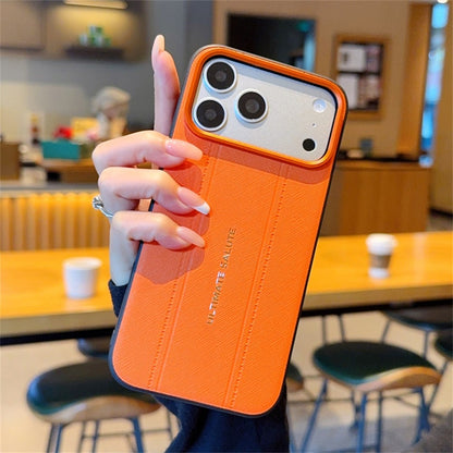 For iPhone 17 Pro Max Case Leather Texture PC + TPU Anti-slip Phone Protective Cover