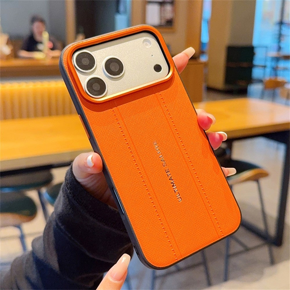 For iPhone 17 Pro Max Case Leather Texture PC + TPU Anti-slip Phone Protective Cover