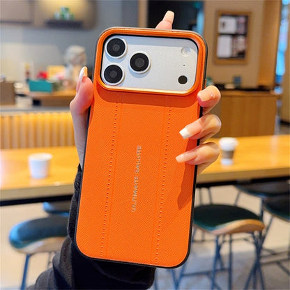 For iPhone 17 Pro Max Case Leather Texture PC + TPU Anti-slip Phone Protective Cover