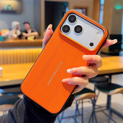 For iPhone 17 Pro Max Case Leather Texture PC + TPU Anti-slip Phone Protective Cover