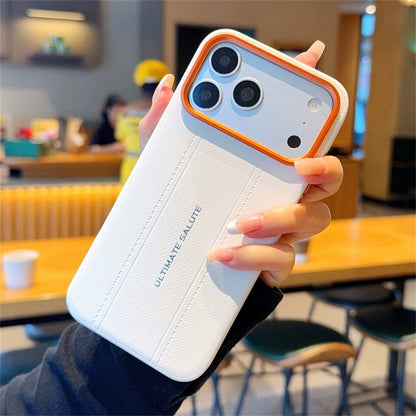 For iPhone 17 Pro Case Leather Texture PC + TPU Anti-slip Phone Protective Cover
